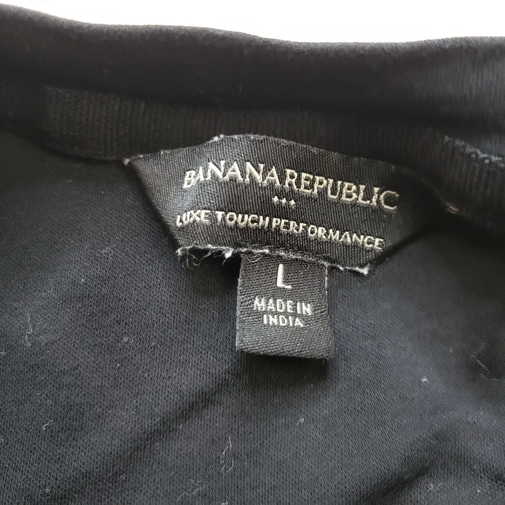Banana Republic Shirt Mens L Black Luxe Touch Performance Cotton Basic